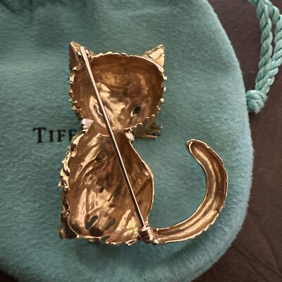 Broche Vintage Chat - Métal Doré - Super état - Occasion
