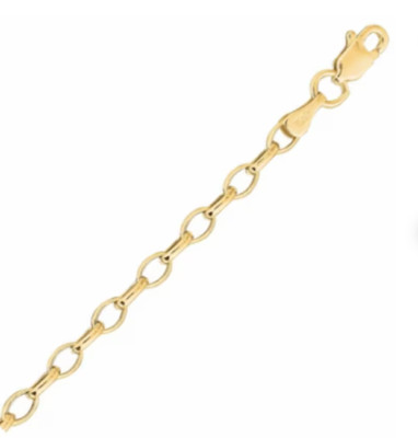 14k Gelbgold Lite Oval Rolo Kabel Gliederkette Armband 7 Zoll 1,7 Gramm 3,2 mm