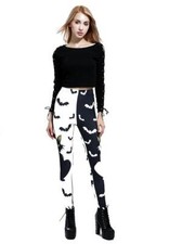 Woman Casual Legging Cartoon Bats Cat Printed Slim elastic Waist Legging 3XL