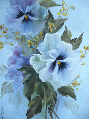 辰　oilpainting from Japan CHIEKO AMADON, COLLECTIBLE JAPANESE ARTIST VINTAGE OIL FLORAL
