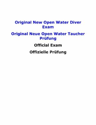 Original PADI New Neue Open Water Diver Final Exam Abschlußprüfung Fragen