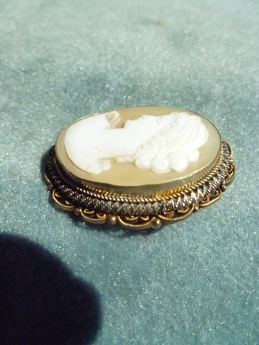Vintage Carved Shell Cameo Pin / Pendant - Picture 2 of 5