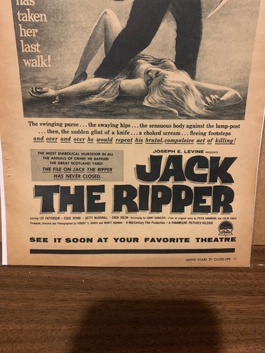 1952 JACK THE RIPPER Movie Print Ad Starring: LEE PATTERSON (MH216) - Picture 8 of 8