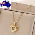 Women 18k Gold Plated Elegant Heart Shaped zirconia CZ Pendant Necklace Chain