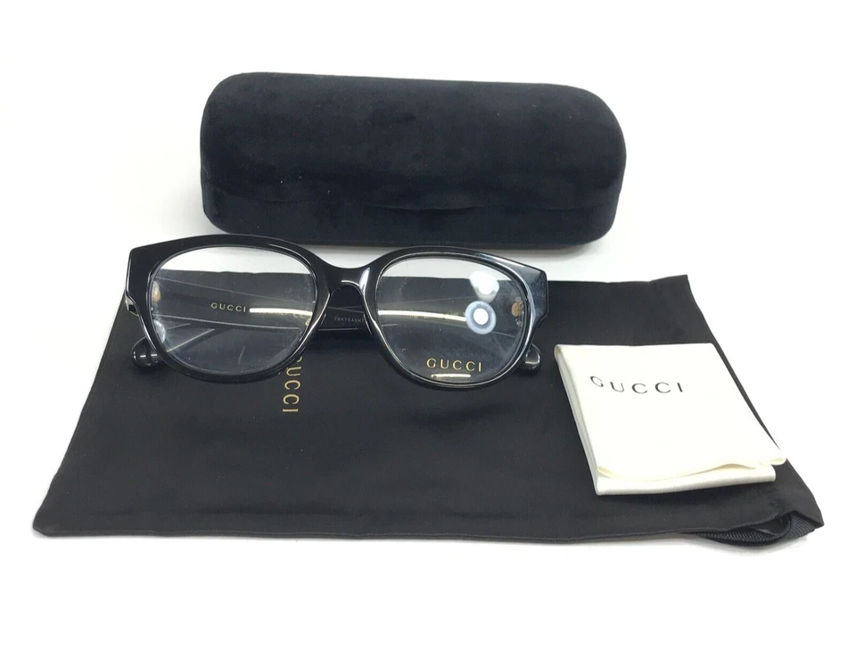 Monturas para gafas Gucci GG1411OK 001 pulidas negras redondas borde completo 53-19-140 Foto 2 de 4