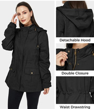 Women's Casual WenVen Outdoor Summer Jacket Cotton Windbreaker With Hood (S)