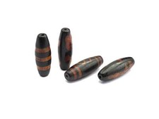 Natural Tibetan Agate Long Oval Shape Beads, Black Brown Dzi beads, Barrel Agate