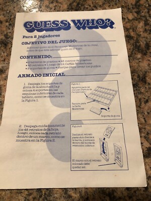 Vintage 1988 Milton Bradley Guess Who Board Game Spanish Instruction 