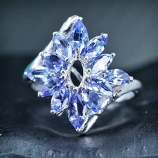 Size 5.75, vintage sterling silver 925 statement ring with cluster amethyst