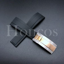 20 21 22 MM Replacement Rubber Strap Flat End Deployment Clasp Fits for Rolex US