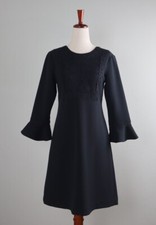 ANN TAYLOR NWT $159 Black Solid Applique Embellished Shift Dress Size 2