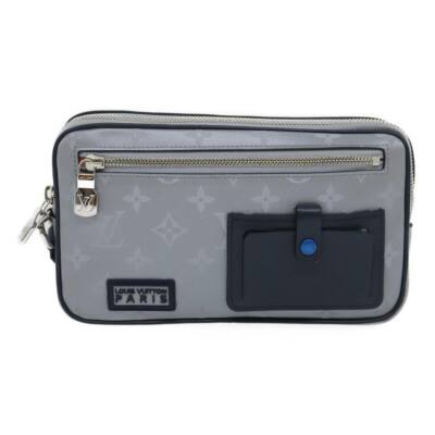 LOUIS VUITTON Monogram satellite alpha Clutch Bag Silver M44171 LV Auth  32344A