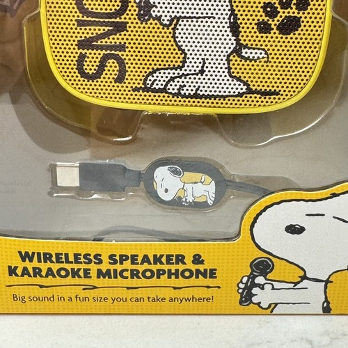 Peanuts Snoopy altoparlante Bluetooth e microfono wireless karaoke set giallo USB-C - Foto 12 di 14