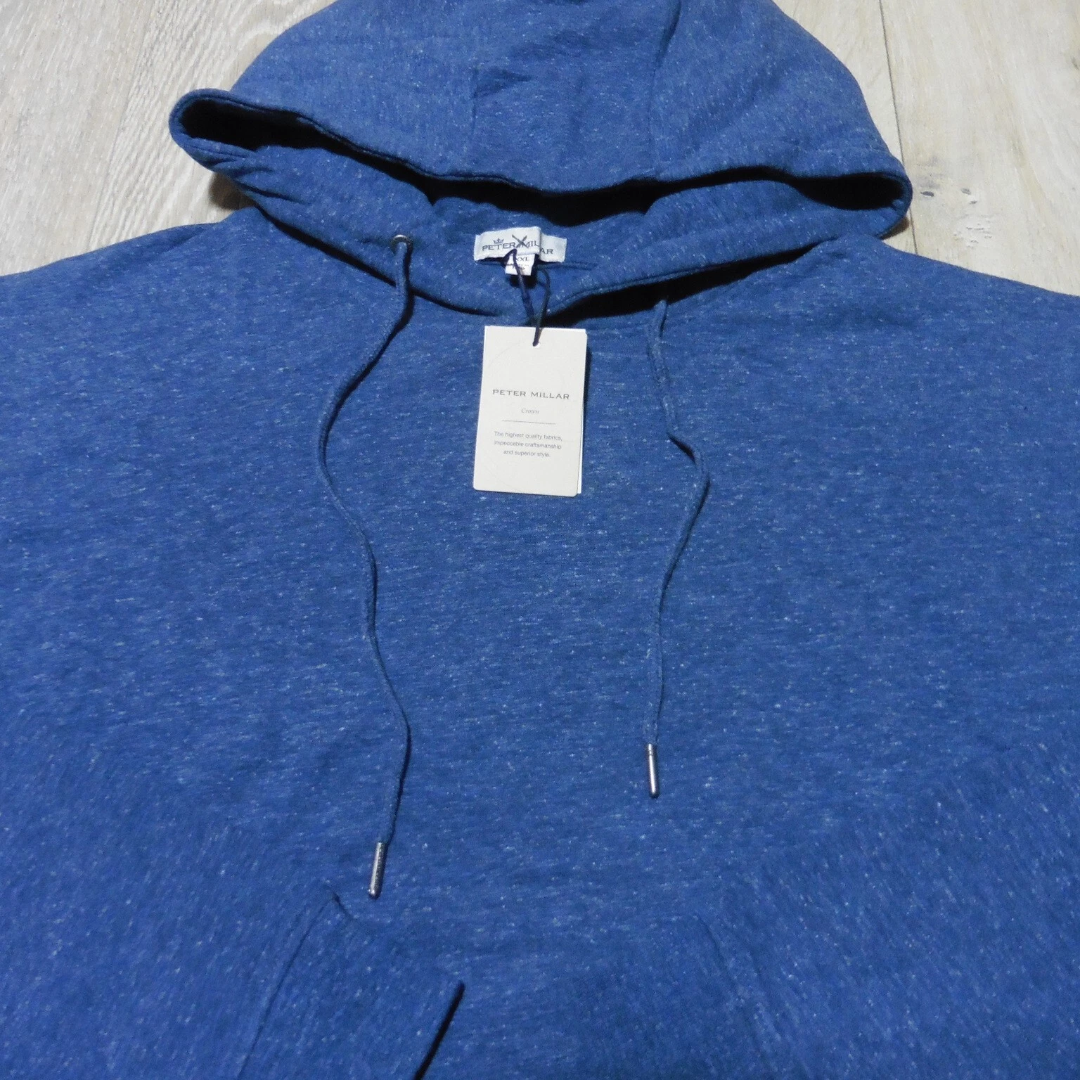 PETER MILLAR Mens 2XL XXL HOODIE RAVINE BLUE LAVA WASH PULLOVER SWEATSHIRT