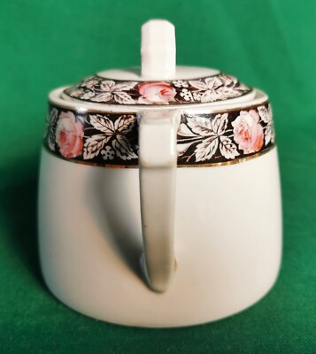Vintage alte Z 277. 3299/2 Porzellan Zuckerdose floral m. Deckel, Goldrand