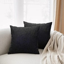 Throw Pillow Covers 16x16 Set of 2 Solid Decorative Cushion 16X16inches Black