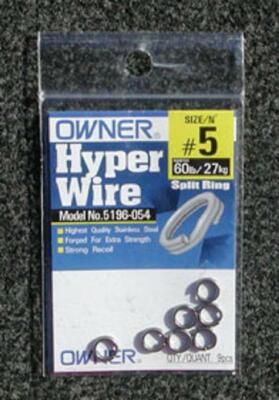 Owner 5196-054 Black Chrome Split Rings - Size 5 - 60lb Test Pack of 9