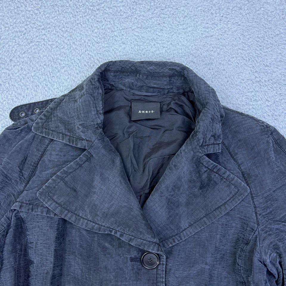 Chaqueta Akris Suiza Mujer 10 Carbón Cinturón 100% Seda Sin Forro Gabardina Foto 2 de 4