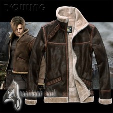 Resident Evil 4 Leon S Kennedy Men Cosplay Coat Leather Thick Casual Jacket New