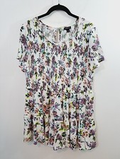 Torrid Women's White Purple Floral Smocked Tunic Mini Dress Size 1X