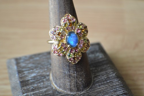 3.00ct Australia Boulder Opal Triplet /Multi Gem Ring Platinum over Silver Sz 8 - Picture 7 of 10