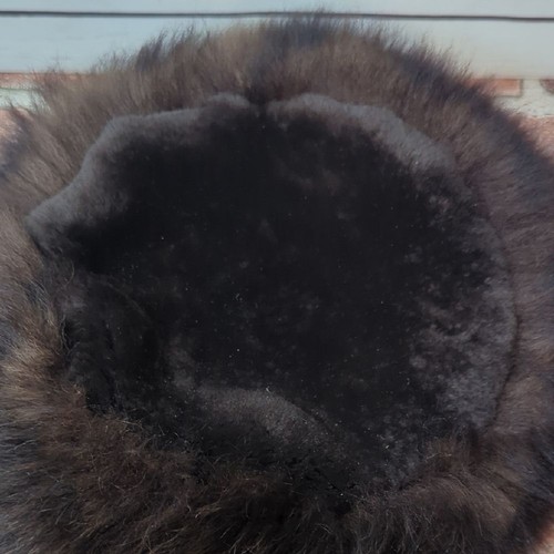 Vintage Fur Luxurious Black Brown Pill Box Hat Russian Style Tuscan Lamb ITALY - Picture 11 of 12