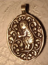 Sterling Silver and Brass Monkey Pendant