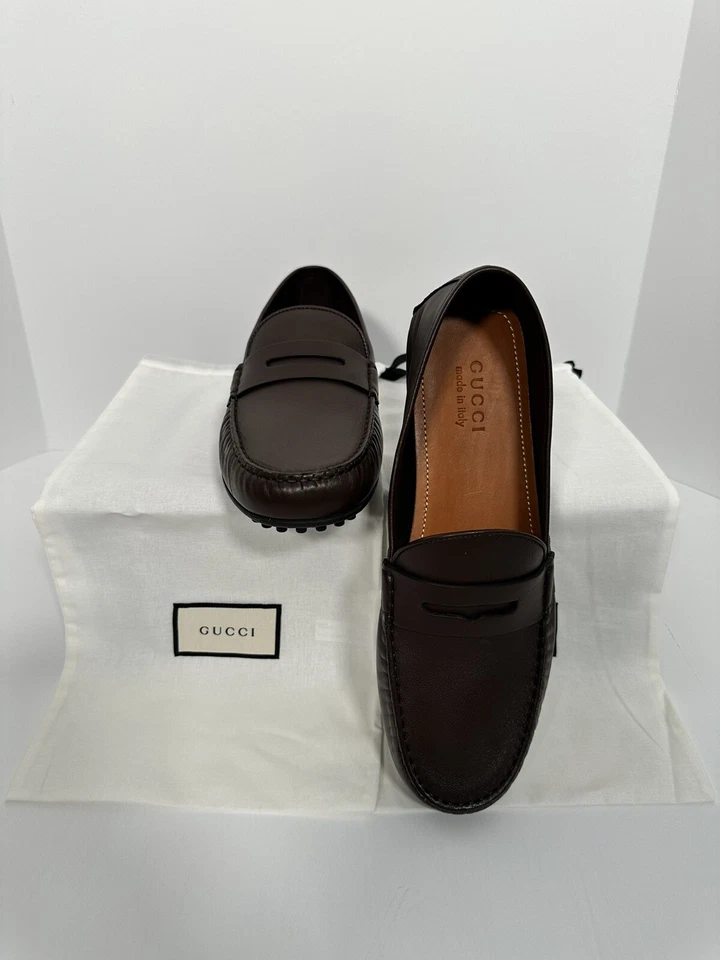 Mocassins Gucci Couro Nappa Borracha Superior Dentro EUA Tamanho 10 - Imagem 3 de 4