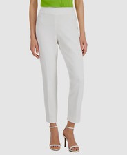  79 Kasper Women's White Slim Fit Pull-On Crosshatch Texture Dress Pants Size S