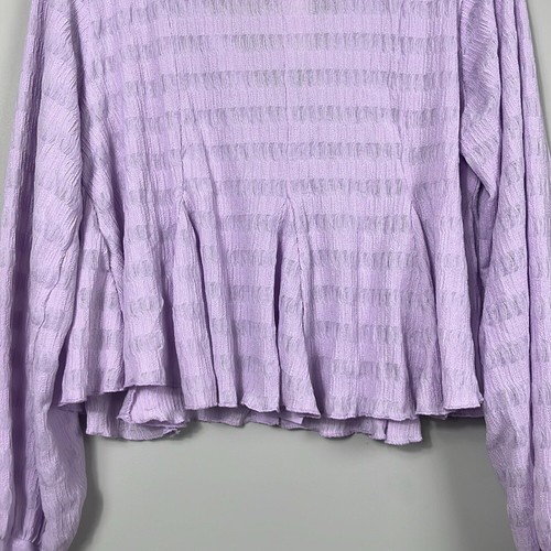NWT Anthropologie Lilac Textured Long Sleeve Button Front Top / SZ M - Picture 13 of 15