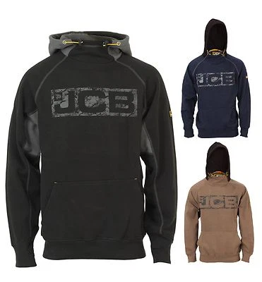 JCB HORTON MENS HEAVYWEIGHT HOODED WORK HOODY SWEATSHIRT TOP HOODIE WORKWEAR SZ