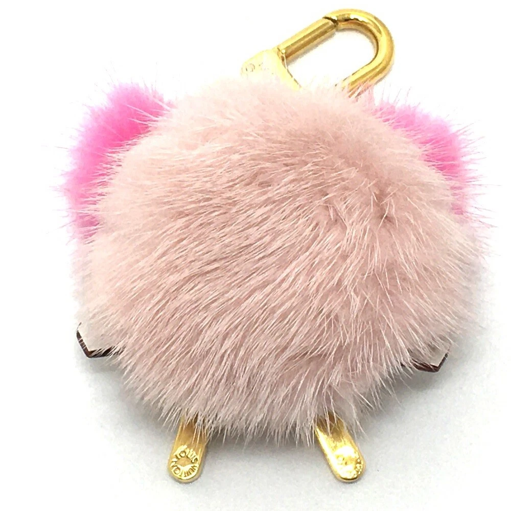 LOUIS VUITTON M63093 Cat motif Bijoux Sac Wild Fur charm Key Holder fur pink