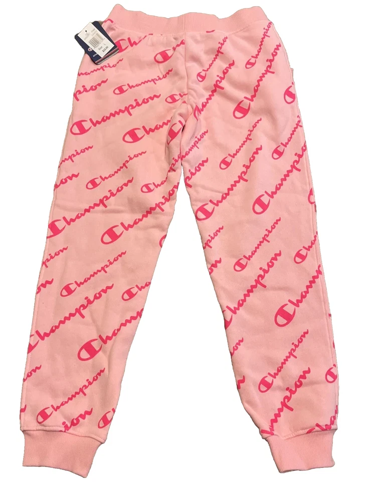 Pantalón de chándal Champion Girls con estampado integral de vellón (rosa, grande) Foto 3 de 4