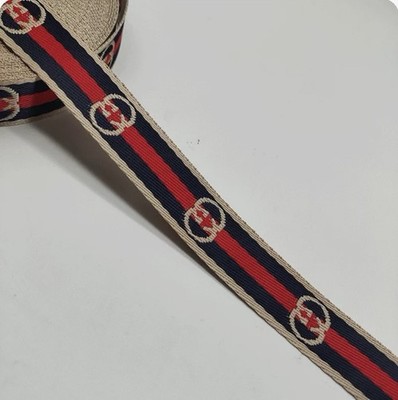 Auth GUCCI Ribbon Blue Red Blue, 3/4 In wide X 1 Yard, sell by the yard -New