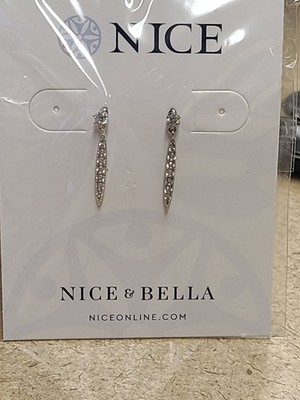 Nice & Bella Rhodium Plated Drop Earring With Crystals