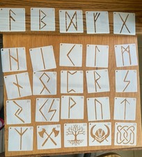 60pcs Runes 3  x3  Stencils for Painting or Wood Burning Patterns Tree of Life
