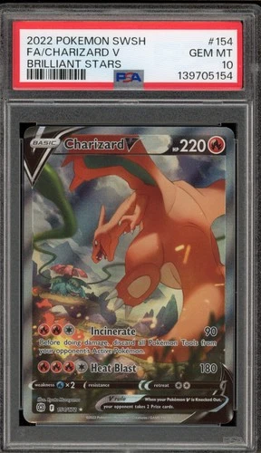 Pokemon Charizard V Brilliant Stars Full Alt Art #154 PSA 10 Gem Mint