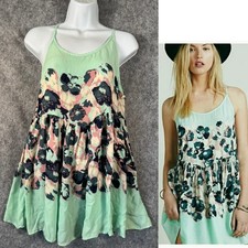 Intimately Free People Mini Slip Dress Size XS Mint Voile Spaghetti Strap Casual