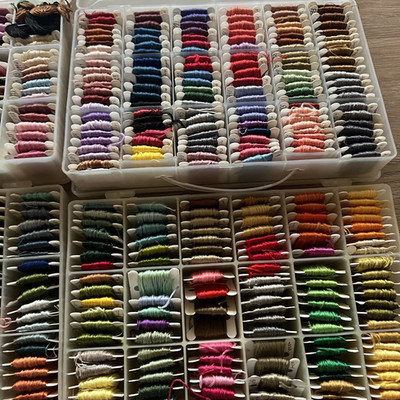 Skeins Lot Embroidery Floss Thread w/Organizers DMC J&P Coats Cross Stitch HUGE