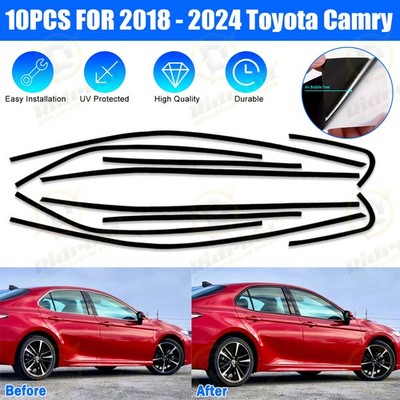Chrome Delete Blackout Overlay Window Trim for 2018-24 Toyota Camry Glossy Black