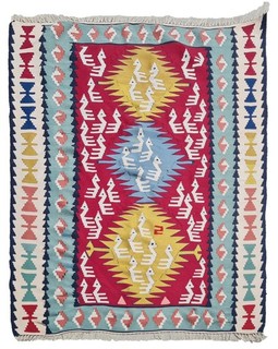 Amazing Hand Knotted Vintage Turkish Pictorial Kilim Kilm Wool Area Rug 5 x 3 Ft