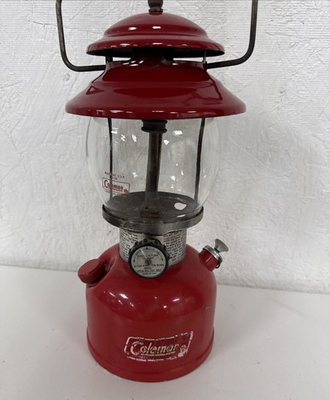 #ad Vintage 1977 Coleman Model 200A Red Camp Lantern w Globe Single Mantel Untested $74.98