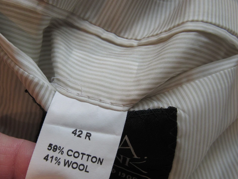 JOS. A. BANK Light Gray Micro Check Suit Men's 42 Reg Cotton Wool 34 X 31 Flat - Image 4 of 4