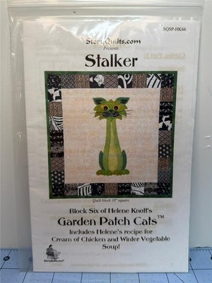 STORYQUILTS.COM Quilt Pattern - STALKER - Garden Patch Cats Block 6 - 18''