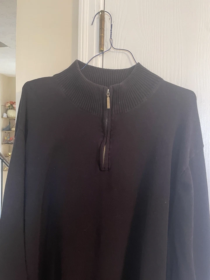 Geoffrey Beene Men's 1/4 Zip  Sweater Big & Tall Size 5XLT Black - Image 2 of 4