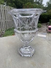 VINTAGE TIFFANY & CO ETCHED GLASS BIEDERMEIER VASE URN TIERED DESIGN 10.25 X 7.5