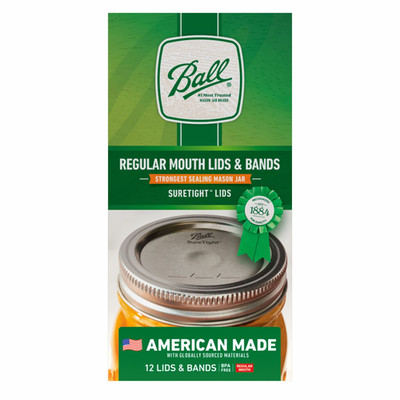 Ball 12-Pack Regular Mouth Canning Jar Lids and Rings, Two-Piece Mason Jar Lids