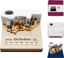 3D calendar 2026, 3D notepad, detachable calendar 2026, pen holder, DIY desktop 