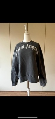Palm Angels Sweatshirt - Grau - Curved Logo - Größe S