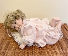 Vtg Anco 1991 Porcelain Baby Doll with Pillow  12"